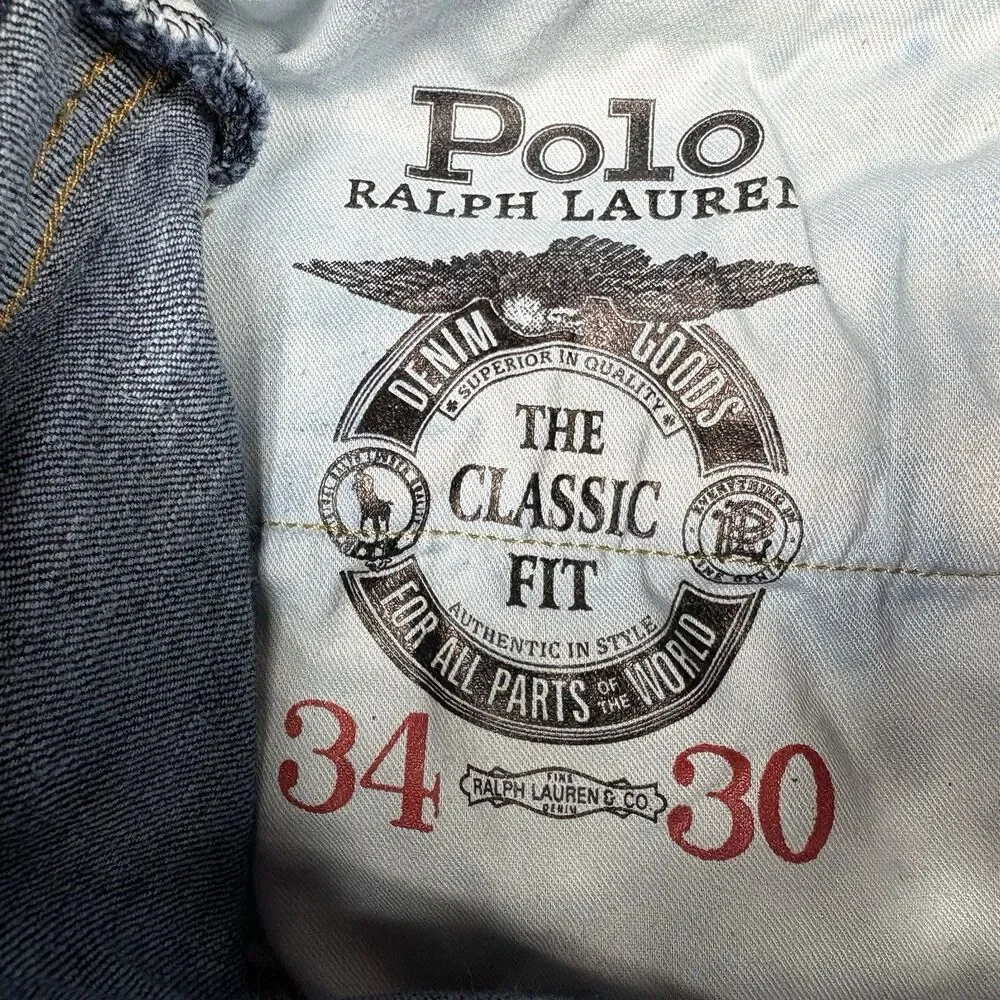 Polo Ralph Lauren Mens Size 34 Classic Fit Jeans Dark Wash Straight Leg Denim